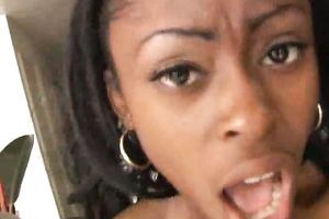 Ebony Babe's Tight Pussy Stretched By White Cock