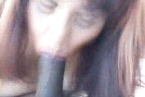 Busty Babe Greedily Sucking A Thick Black Cock Dry