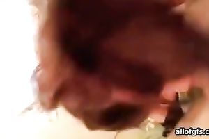 Sexy girlfriend sucks a 10-Pounder and strokes it with her terrific mounds