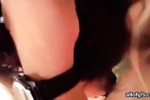 Sexy girlfriend sucks a 10-Pounder and strokes it with her terrific mounds