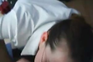 Lewd dark brown co-worker licks my balls and enjoys getting facialed