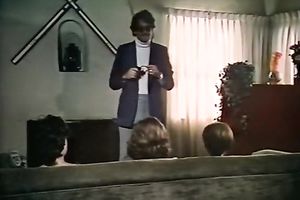 Two voluptuous retro sluts please one favourable man and play with his balls