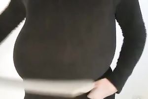 Busty masked mama shows her massive natural bumpers for the cam
