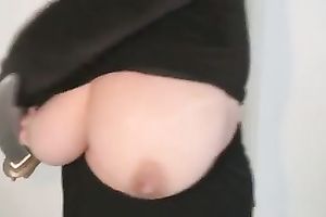 Busty masked mama shows her massive natural bumpers for the cam