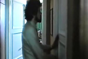 Cute short haired blondie masturbates in front of the mirror