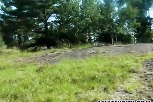 Amateur legal age teenager girlfriend sucks and bonks outdoor