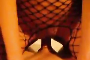 Slutty whore in bodystocking rides me in reverse cowgirl position