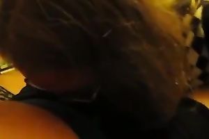 Sassy blond co-worker sucks my prick devotedly in POV video