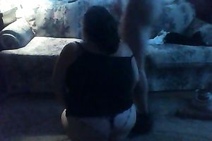 BBW floozy with chubby booty demonstrates her knob engulfing skills