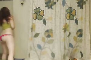 Absolutely agreeable redhead is dancing bare for me on web camera
