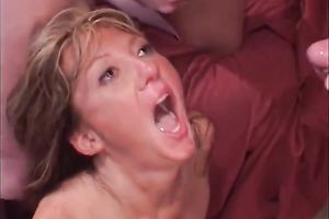 Husband watches his hawt horny white wife getting gangbanged indeed hard by other chap
