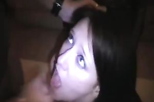 POV video with me getting a worthwhile load of cum on my pierced tongue