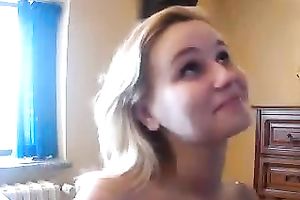 Saucy blondie sucks my wet dick with excitement until that babe receives a facial