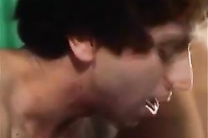 Retro scene with a sexually excited doxy engulfing a weenie and getting drilled hard