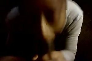 My fleshly ebon GF tries her superlatively good to acquire her face hole filled with cum