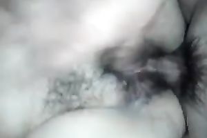 Drilling older bitch's hairy cookie in the missionary pose