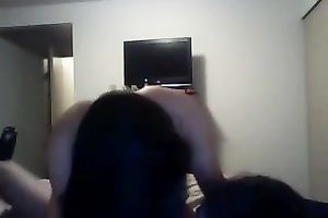 Busty sweetheart with beautiful hair is riding my penis in cowgirl position