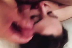 Sucking my hubby's weiner and getting a nice facial spunk fountain