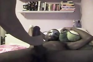 My masked girlfriend is riding my dark knob in cowgirl position