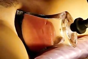 Pumping and engulfing out a hairless cunt of my white dirty slut wife