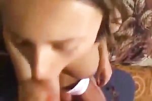 Thirsty and sexy legal age teenager receives jizzed on her large milk cans