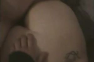 Full bosomed doxy in dark nylons loves it from behind