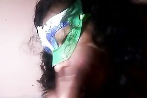 Latina penis sucker with mask tastes creamy cum at the end