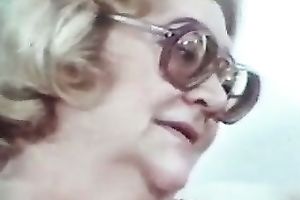 Blonde granny and excited dark brown share my weenie in homemade movie scene