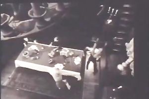 Slutty woman acquires drilled by masked chaps in retro movie scene