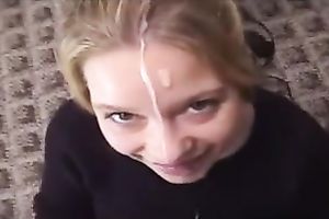 Sexy and sexy golden-haired girlfriend getting a large load of creamy cum