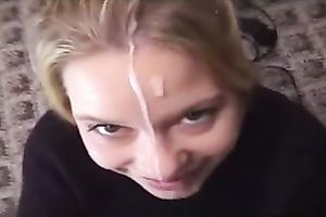 Sexy and sexy golden-haired girlfriend getting a large load of creamy cum