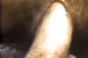 Duet of kinky dark brown lesbo take up with the tongue every other's messy hairy twats