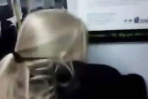 Sweet golden-haired allows me to invade her cookie from behind