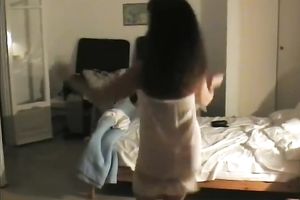 Playful wifie is dancing hot in front of the camera