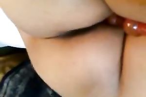 Slowly stuffing a ribbed sextoy in the cum-hole of my Puerto Rican dirty slut wife