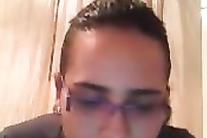 Amateur latin babe sweetheart with mustache shows me her twat