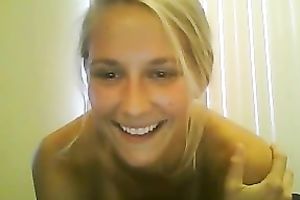 Appetizing slender blondie finger copulates her holes on Skype chat