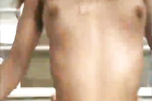 Horny dark teen acquires her puffy cookie team-fucked by concupiscent bastard