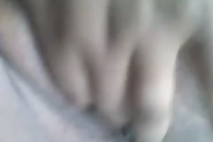 My obese ebon horny white wife entertains herself by fingering her cum-hole