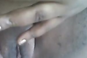 My obese ebon horny white wife entertains herself by fingering her cum-hole