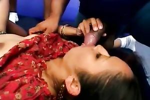 Beautiful non-professional Indian skank group-fucked on the ottoman