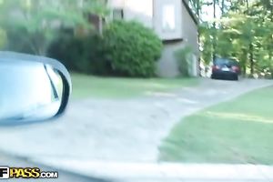 Luscious dilettante brunette hair legal age teenager sucks her BF's penis in POV movie