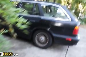 Luscious dilettante brunette hair legal age teenager sucks her BF's penis in POV movie