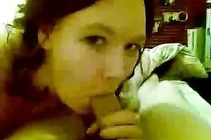 This Irish coed is not shy to engulf my swollen weenie in front of the camera