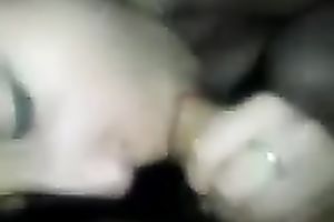 Pale skin cute white slutwife blows me and takes facial cum