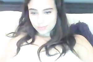 Sexy non-professional dark brown groans sweetly whilst fingering her pussy