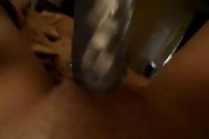 Selfshot solo with me pounding my bawdy cleft with a dildo