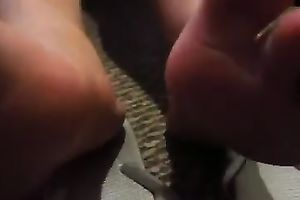 My girlfriend shows her pedicured feet to me in homemade movie
