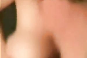 My juggy wifey rubs my ramrod untill it explodes with cum on her whoppers