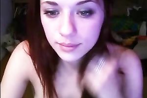 Magnificent redhead white slutty wife on web camera shows off her body